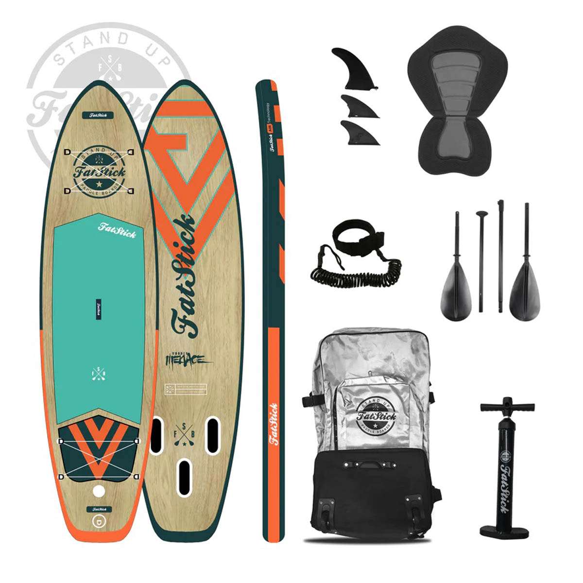 Wooden menace 11’2 inflatable paddle board – full package